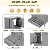 Tall Bathroom Storage Cabinet with 2 Drawers and Adjustable Shelves, Space-Saving Storage Vanity for Neat Space, 17.5'' L x 14'' W x 63'' H, Black(m-6)