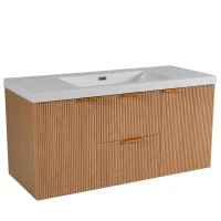 Single Sink Wall-Mounted Bathroom Vanity with SMC Top, Stylish Bathroom Cabinet with U-Shaped Drawers, 47'' L x 19.5'' W x 23.5'' H, Wood(m-15)