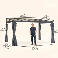 Outsunny 10' x 13' Outdoor Hardtop Pergola Gazebo with Polycarbonate Roof, UV Protection Sun Shelter with Curtains for Garden, Patio and Outdoor Events(m-3)