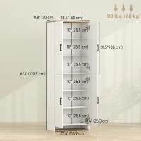 HOMCOM 67" 4-Door Kitchen Pantry Cabinet, Freestanding Storage Cabinet Cupboard with Adjustable Shelves, White(m-3)