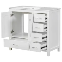 Solid Bathroom Vanity with Single Undermount Ceramic Sink, Freestanding Cabinet for Clutter-Free Bathroom, 30'' L x 18.5'' W x 34'' H, Grey(m-13)