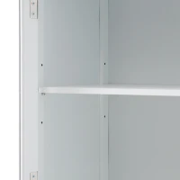 Tall Bathroom Storage Cabinet with Glass Doors, Free-Standing with Adjustable Shelves and Drawers, 18" L x 14" W x 63" H, White(m-12)