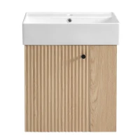 Modern Wall-Mounted Bathroom Vanity with Ceramic Basin, Space-Saving Floating Cabinet for Compact Bathrooms, 21.5'' L x 12'' W x 26.5'' H, Wood(m-2)