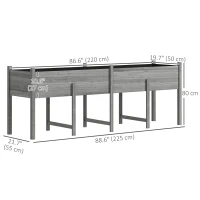 Outsunny Wooden Raised Garden Bed Planter, Large Elevated Planter Box with Legs, Bed Liner and Drain Holes, Grey(m-3)