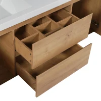 Double Sink Bathroom Vanity with Spacious Under-Sink Storage, Wall-Mounted Floating Cabinet with SMC Top, 59.5'' L x 20'' W x 25.5'' H, Wood(m-11)