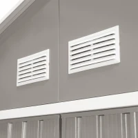 Outsunny 11' x 13' Practical Backyard Garden Storage Tool Shed Double Sliding Door 4 Ventilation Slots, Light Grey(m-13)
