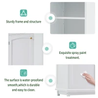 Tall Bathroom Storage Cabinet with Glass Doors, Free-Standing with Adjustable Shelves and Drawers, 18" L x 14" W x 63" H, White(m-7)