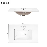 Solid Bathroom Vanity with Ceramic Undermount/Drop-In Sink, Modern Storage Cabinet for Compact Washrooms, 30'' L x 18'' W x 34'' H, White(m-5)