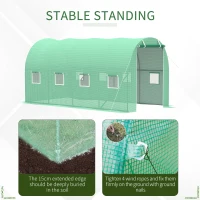 Outsunny 13' x 6.4' x 6.5' Walk-in Tunnel Greenhouse, Hoop House with Zipped Roll-Up Door and 8 Mesh Windows, Galvanised Steel Frame, Outdoor Greenhouse, Green(m-5)