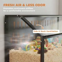 PawHut Hamster Cage with Storage Cabinet, Small Animal Cage with Easy View Acrylic Panels and Openable Top, Guinea Pig Habitat(m-8)
