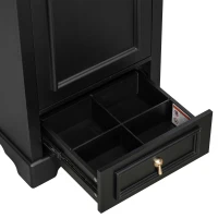 Stylish Bathroom Vanity with Ceramic Sink, Soft-Close Door & Drawer, Space-Saving Cabinet for Compact Washroom, 20'' L x 18.5'' W x 34'' H, Black(m-13)