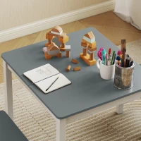 Qaba Kids Table and Chairs Set, Toddler Table and 2 Chair Set for Activity, Art, Craft, Reading, Learning, Grey(m-10)
