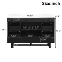 Stylish Bathroom Vanity with 2 Doors & 6 Hidden Soft-Close Drawers, Elegant Vanity Cabinet with SMC Resin Sink, 47'' L x 19.5'' W x 34'' H, Black(m-4)