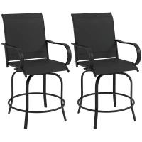Outsunny Outdoor Bar Stools Set of 2, 360° Swivel Bar Height Chairs, 26.8" x 29.5" x 48.4", Black(m-2)