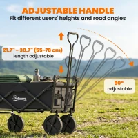 Outsunny Steel Frame Folding Garden Cart, Collapsible Wagon Cart with Removable Canopy, Telescopic Handle and Carrying Bag(m-5)