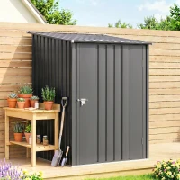 Outsunny Garden Tool Storage Shed, Small Steel Shed with Lockable Door for Garden & Patio, Galvanized Steel Construction, Dark Gray(m-7)