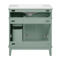 Solid Bathroom Vanity with Ceramic Undermount/Drop-In Sink, Modern Storage Cabinet for Compact Washrooms, 30'' L x 18'' W x 34'' H, Light Green(m-14)
