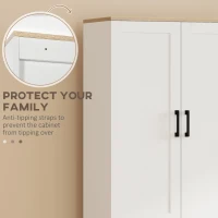 HOMCOM 67" 4-Door Kitchen Pantry Cabinet, Freestanding Storage Cabinet Cupboard with Adjustable Shelves, White(m-6)