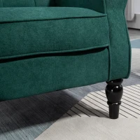 HOMCOM Fabric Accent Chair, Button Tufted Armchair, Armchair with Wood Legs, Thick Padding for Bedroom Dark Green(m-11)