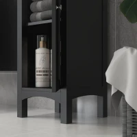 kleankin Tall Bathroom Cabinet, Freestanding Storage Organizer with Adjustable Shelves and Cupboards, 15" x 13" x 63", Black(m-10)