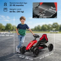 Aosom Pedal Go Kart for Kids, Pedal Car with Swing Axle, Adjustable Bucket, Handbrake, 4 EVA Wheels Powered Ride, Indoor Foot Racer, for 3-8 Years Old, Red(m-3)