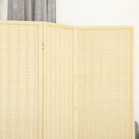 HOMCOM Woven Bamboo Room Divider, 3 Panel Folding Indoor Privacy Screens for Home Office, Natural Wood(m-9)