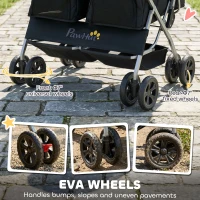 PawHut Double Pet Stroller, Foldable Dog Stroller with 2-Seater Carrier, Sunshade, Removable Pad, Safety Belt, Storage Basket(m-9)