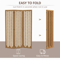HOMCOM 3 Panel Room Divider, 5.6ft Tall Wood Folding Privacy Screens, Freestanding Partition Wall Dividers, Light Brown(m-6)