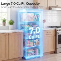 HOMCOM 7.0 Cu.Ft Upright Freezer, Compact Stand Up Freezer with 6 Adjustable Shelves, Reversible Door for Home Office, Black(m-5)