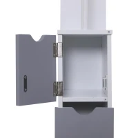 HOMCOM Tall Bathroom Storage Cabinet, Narrow Bathroom Cabinet with Drawers and Open Shelves for Small Spaces, White and Grey(m-12)