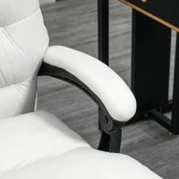 Vinsetto Executive Office Chair with 6-Point Massag, Microfibre Reclining Computer Chair with Footrest, Cream White(m-10)
