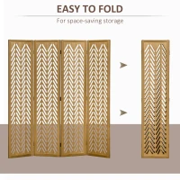 HOMCOM 4 Panel Room Divider, 5.6ft Tall Wood Folding Privacy Screens, Freestanding Partition Wall Dividers, Light Brown(m-6)