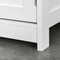 kleankin Freestanding Bathroom Floor Cabinet, Organizer Floor Tower with 2 Door, 2 Drawers, Adjustable Shelf, White(m-12)