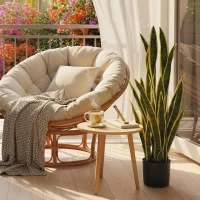 Outsunny Artificial Tree, 35.4" Artificial Snake Plant with 21 Leaves in Pot for Home, Office, and Living Room, Green(m-9)