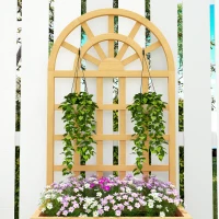 Outsunny Wooden Raised Garden Bed with Lattice Trellis, Outdoor Elevated Planter Box with Drainage Holes for Climbing Plants(m-9)