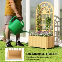 Outsunny Wooden Raised Garden Bed with Lattice Trellis, Outdoor Elevated Planter Box with Drainage Holes for Climbing Plants(m-6)