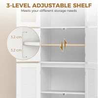 HOMCOM Freestanding Bathroom Cabinet with Glass/Louvred Doors, Tall Bathroom Cabinet for Kitchen, Study, Living Room(m-7)