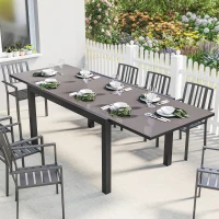 Outsunny Expandable Outdoor Dining Table, 55"-95" Patio Table with Tempered Glass Top and Aluminum Frame, Black(m-1)