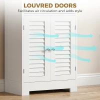 HOMCOM Freestanding Bathroom Cabinet with Glass/Louvred Doors, Tall Bathroom Cabinet for Kitchen, Study, Living Room(m-4)