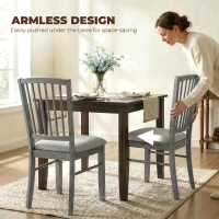 HOMCOM Dining Chairs Upholstered Kitchen Chairs with Rubberwood Legs Set of 2, Rustic Gray(m-8)
