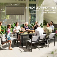 Outsunny Patio Dining Table for 8, Rectangular Aluminum Outdoor Table for Garden Lawn Backyard, Natural(m-9)