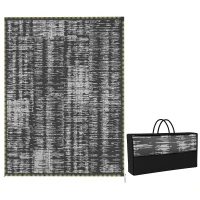 Outsunny Reversible Outdoor Rug Carpet with LED Lights, Carry Bag & Ground Stakes for Backyard, Deck, Picnic, Beach, 12' x 9'(m-11)