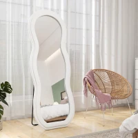 HOMCOM 64" x 24" Full Length Mirror, Floor Mirror Hanging or Wall Mount, with Arched Wavy Velvet Frame for Bedroom(m-9)