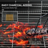 Outsunny Barrel Charcoal BBQ Smoker, Barbecue with 420 sq.in. Cooking Area, Wheels, Ash Catcher, Black(m-5)