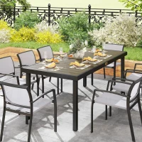 Outsunny Patio Dining Table for 8, Rectangular Aluminum Outdoor Table for Garden Lawn Backyard, Natural(m-10)