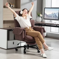 HOMCOM Reclining Executive Computer Desk Chair, Ergonomic Office Chair with Footrest and Thickly Padded, Coffee(m-1)