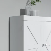 HOMCOM Over The Toilet Cabinet, Modern Bathroom Above Toilet Storage with Barn Doors and Open Shelf, White(m-11)
