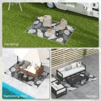 Outsunny Reversible Outdoor RV Rug, Patio Floor Mat, 6' x 9' Plastic Rug for Backyard, Deck, Beach, Camping, Grey and White(m-6)