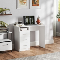 HOMCOM Computer Desk with Storage, 39" Home Office Desk with 3 Drawers nad Open Shelf, Writing Table for Bedroom, White