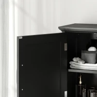 kleankin Modern Over The Toilet Storage, Bathroom Cabinets Over Toilet with Open Shelves and Double Door Cabinet, Black(m-11)
